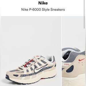 Nike P-6000 Men's Sneakers — Cream, Navy & Red